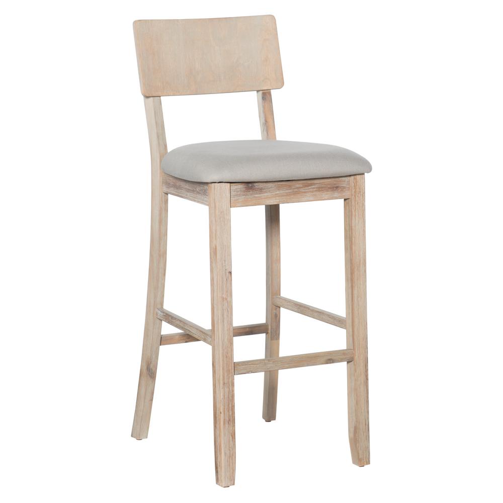 Linon Home Decor Jordan 30 in. Gray Wash Cushioned Bar Stool