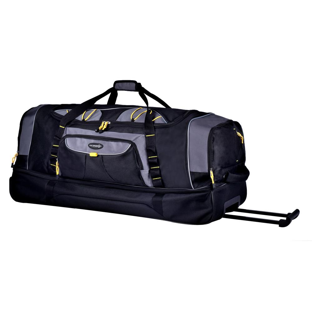 TPRC 36" 2Section DropBottom Rolling Duffel, Black