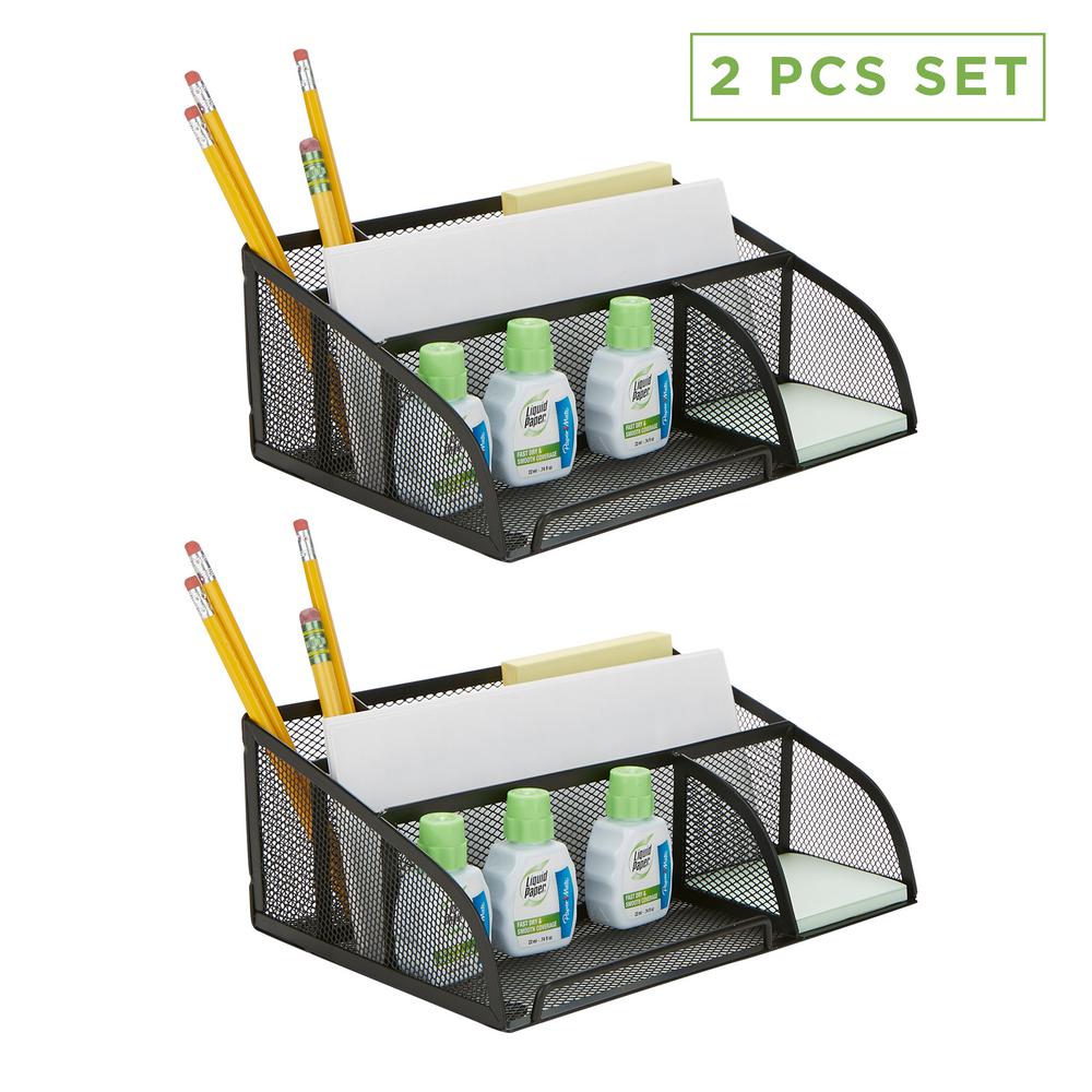 Mind Reader 2 Piece Mesh Desk Organizer Pencil Cup Pen 2 Piece Mesh Desk Organizer Pencil Cup Pen Paperclip Office Supplies Storage Black