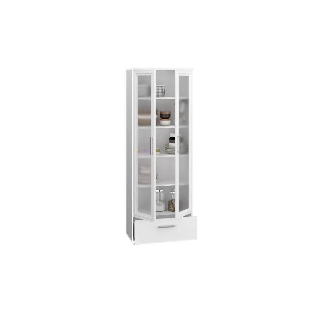 Manhattan Comfort Serra 1 0 White Bookcase With Glass Doors 5