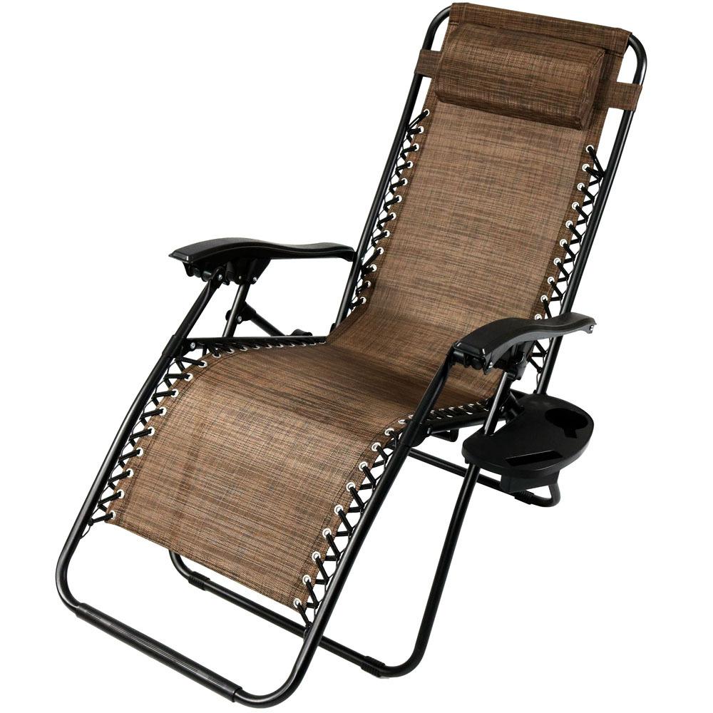 Sunnydaze Decor Zero Gravity Dark Brown Sling Lawn Chair With
