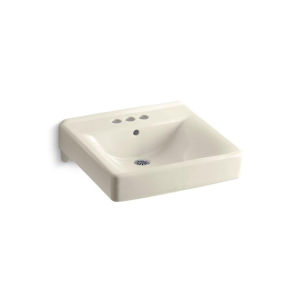 KOHLER Soho WallMount Vitreous China Bathroom Sink in Almond with Overflow DrainK205447