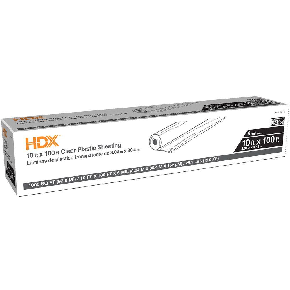 HDX 10 ft. x 100 ft. Clear 6 mil. Plastic SheetingCFHD0610C The Home