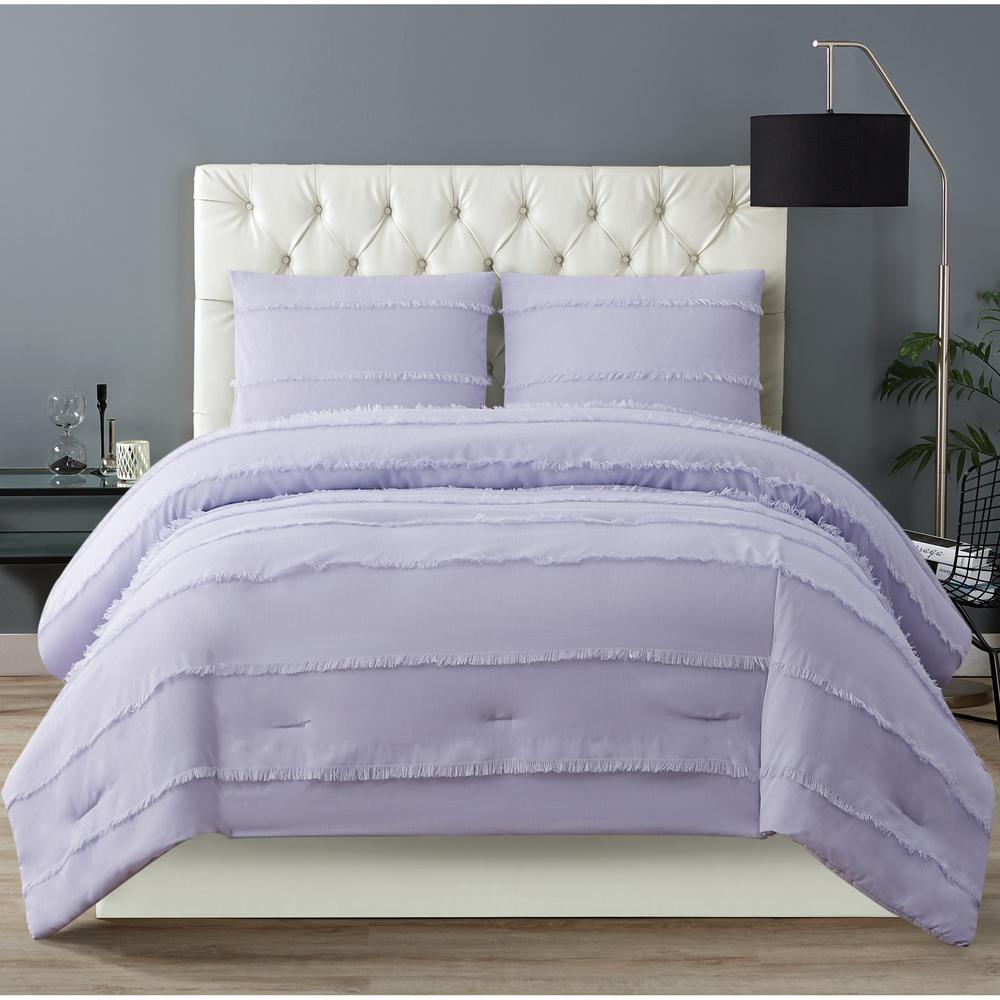 Christian Siriano Kristen 3 Piece Lavender Polyester King Comforter Set Cs3220lakg 1500 The Home Depot