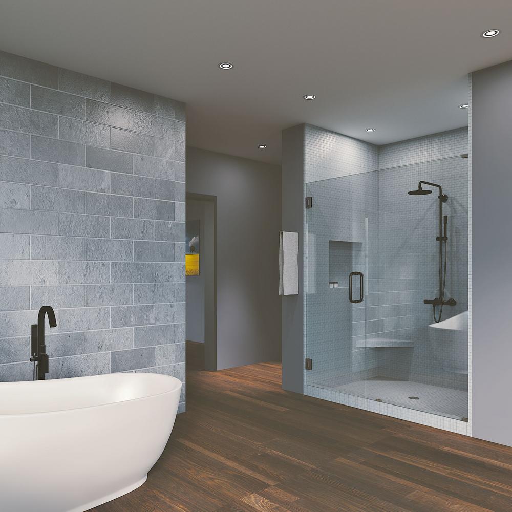 44 In X 80 Frameless Hinged Reversible Shower Door And Panel Matte Black Wf 00 Mb The Home Depot - Symphony Shower Doors Frameless Fixed Glass Panel Finish 44 In X 80 Frameless Hinged Reversible Shower Door And Panel Matte Black Wf 00 Mb The Home Depot - Symphony Shower Doors Frameless Fixed Glass Panel Finish