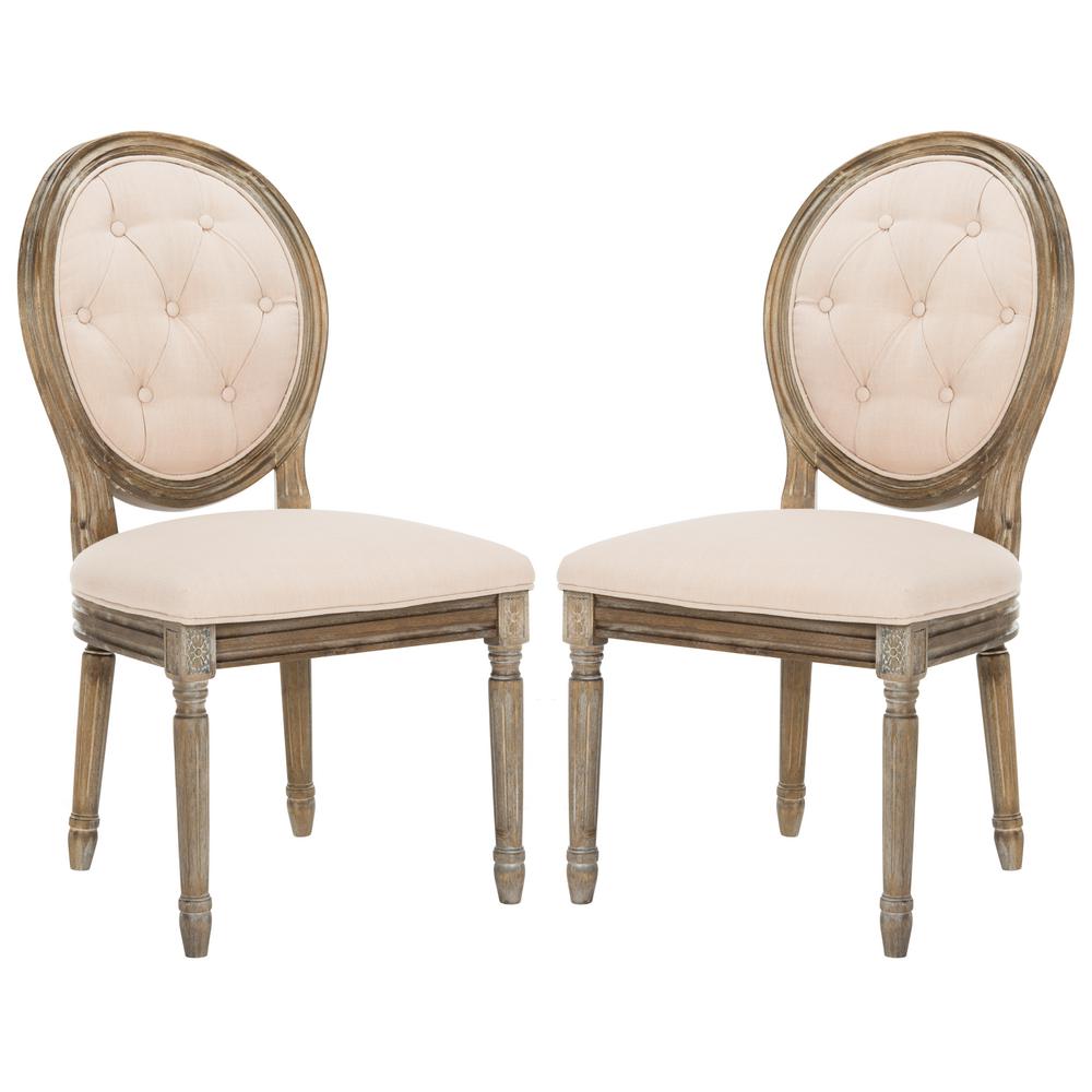 Safavieh Holloway Beige Tufted Oval Side Chair Set Of 2 Fox6235b Safavieh Holloway Beige Tufted Oval Side Chair Set Of 2