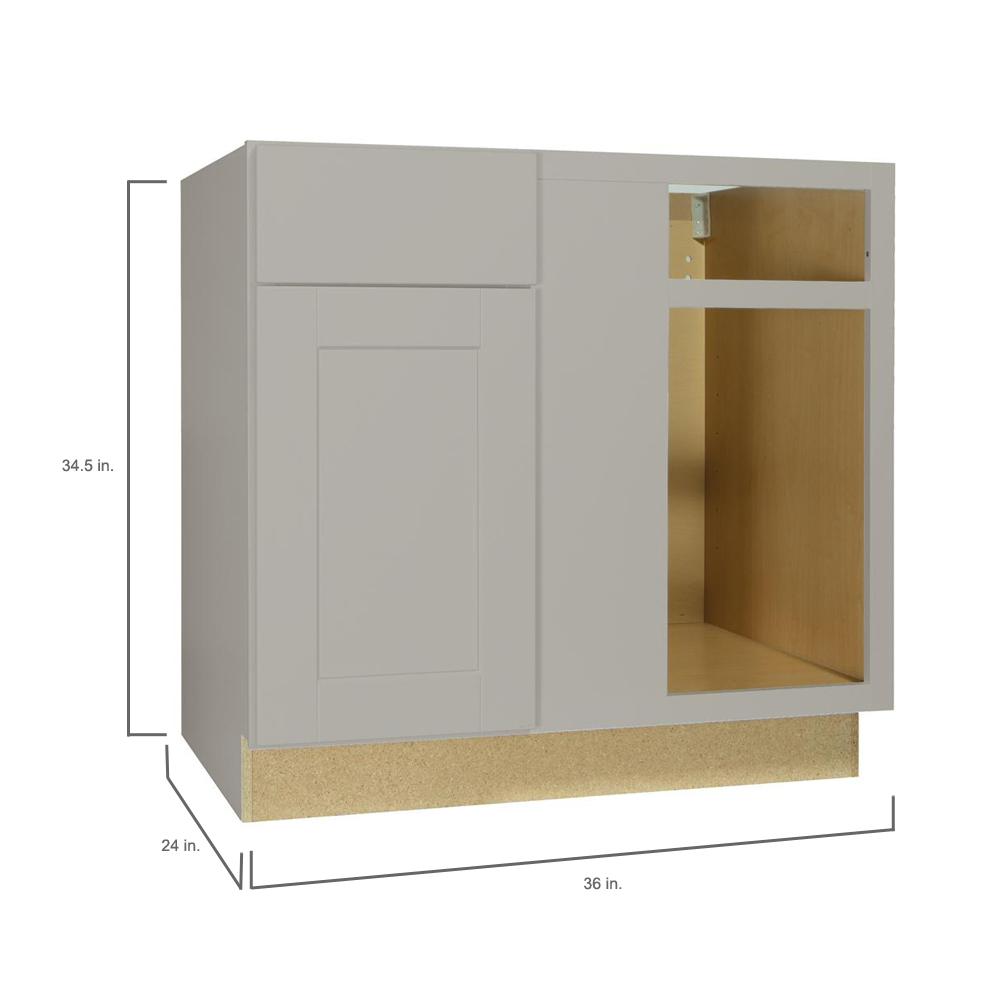 Hampton Bay Shaker Assembled 36x34 5x24 In Blind Base Corner Kitchen Cabinet In Dove Gray Kbbc45 Sdv The Home Depot