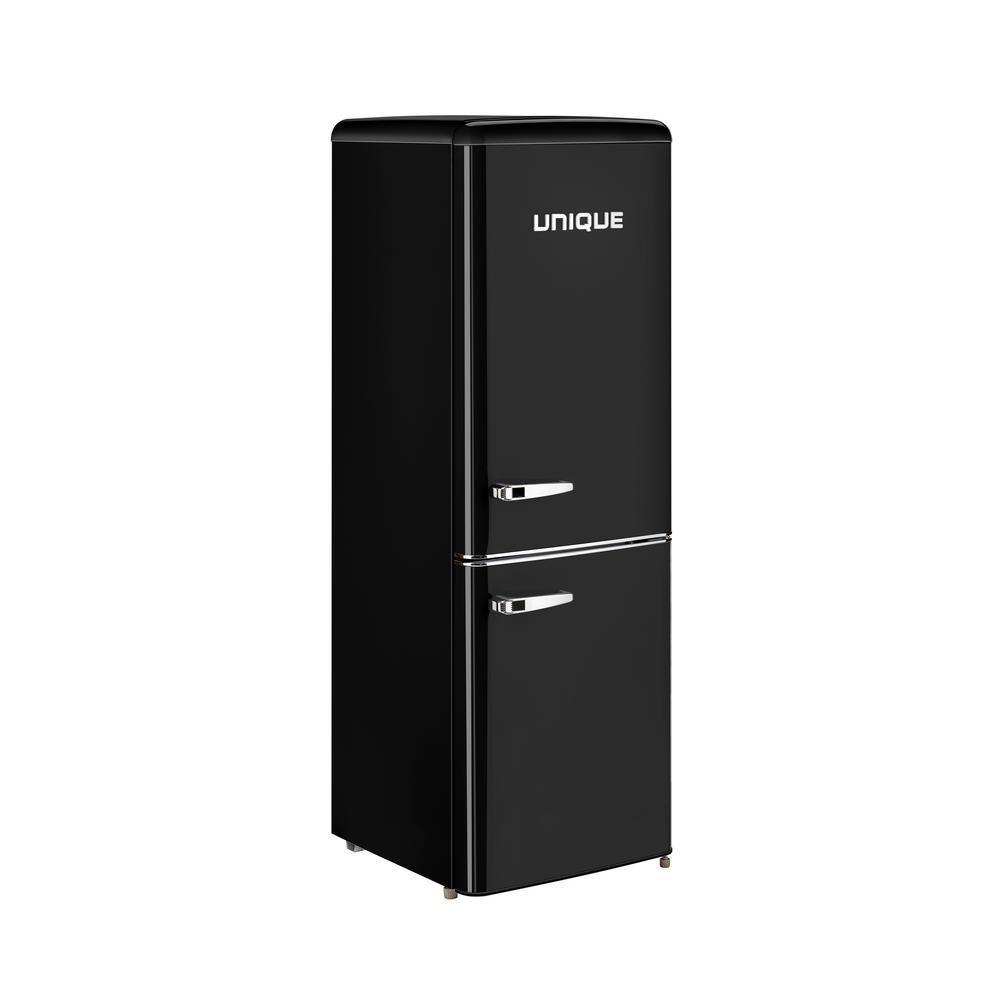 Unique Retro 21.6 in. 7 cu. Ft. Bottom Freezer Refrigerator in Black