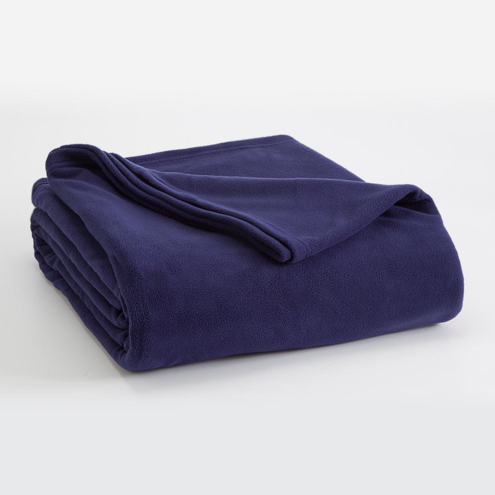 Vellux Microfleece Navy Polyester Twin Blanket 027399025629 The Home