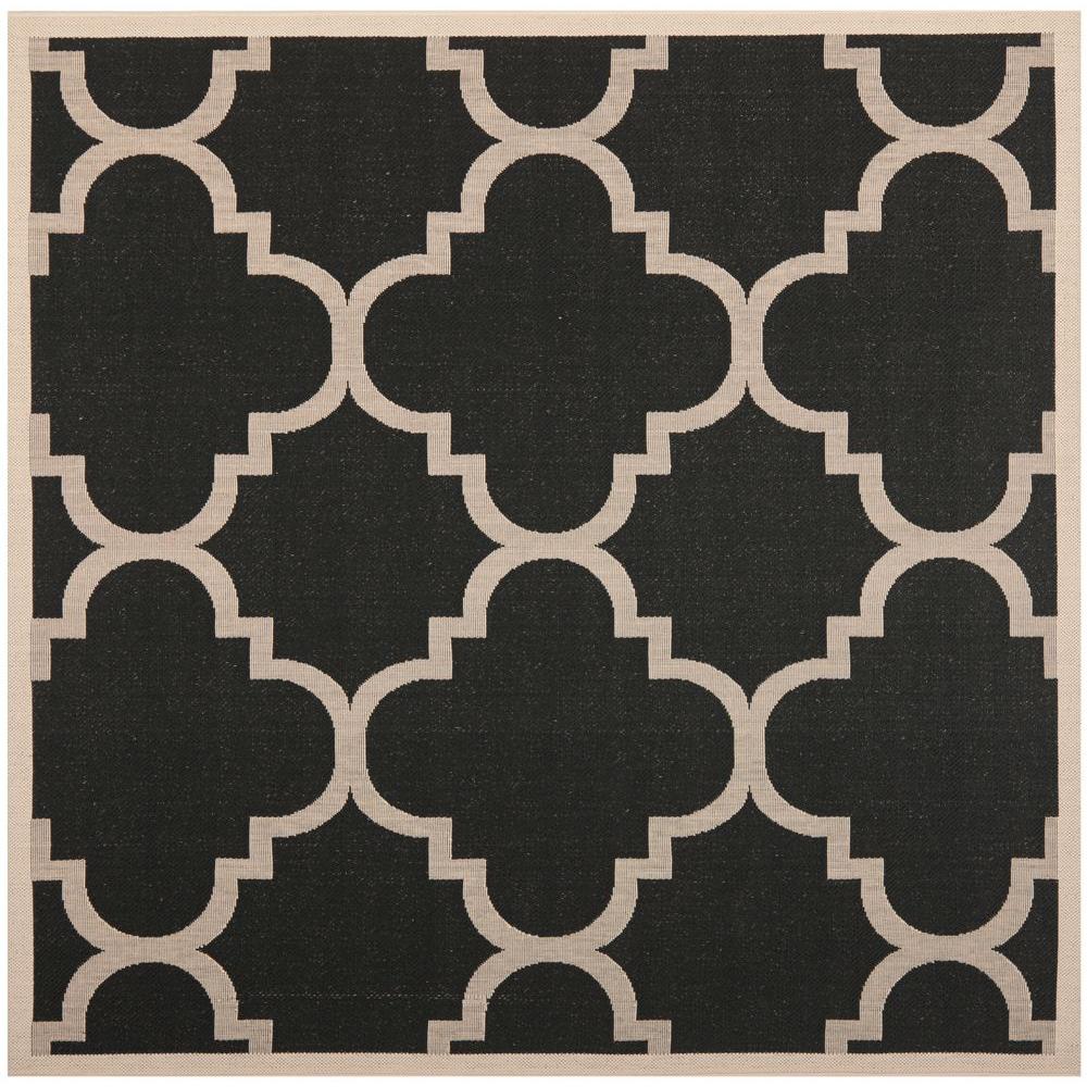 8 X Dark Outdoor Rugs The Home Depot Courtyard Black Beige 8 Ft X Indoor Outdoor Square Area