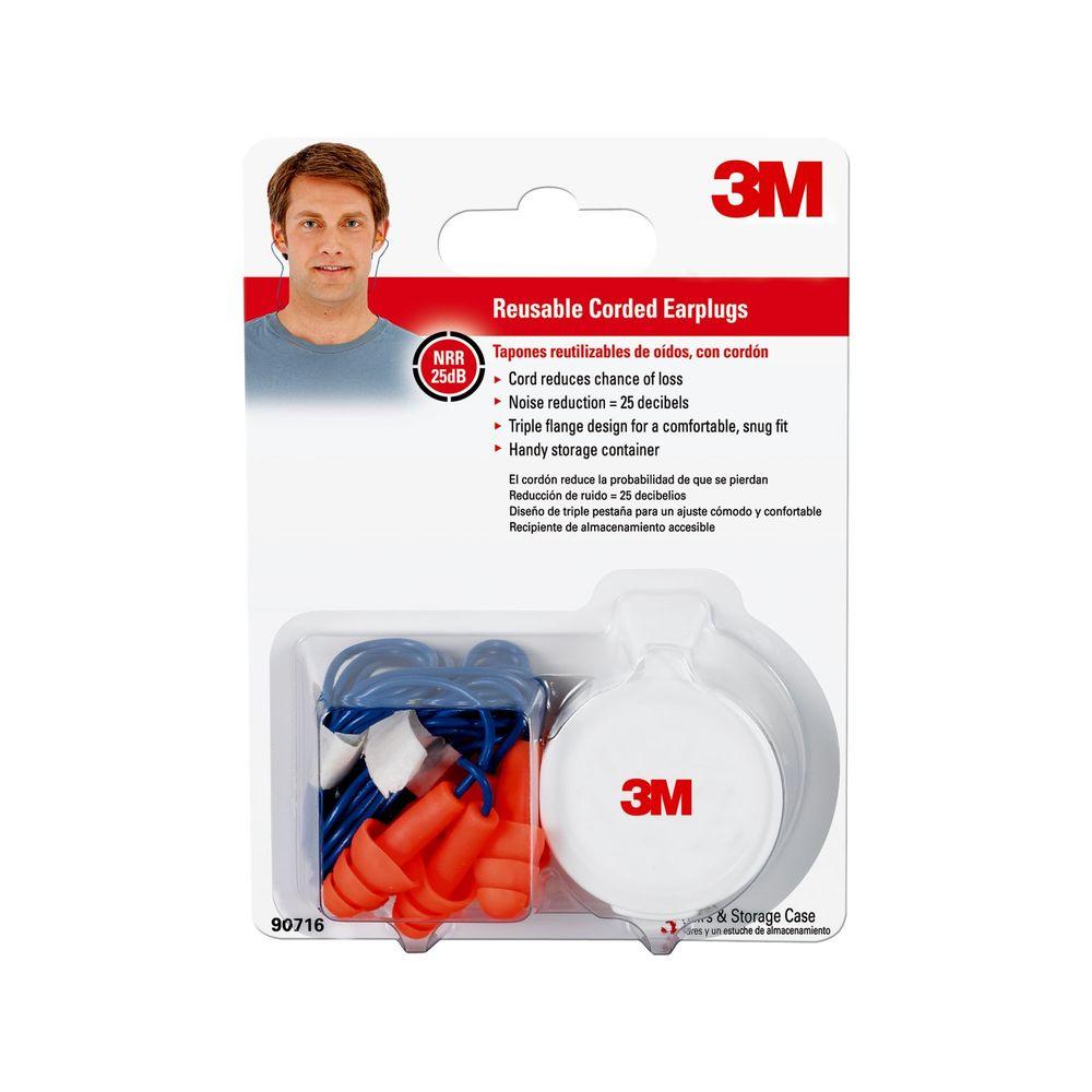 3M Reusable Corded Ear Plugs (3-Pack) (Case of 10) by 3M