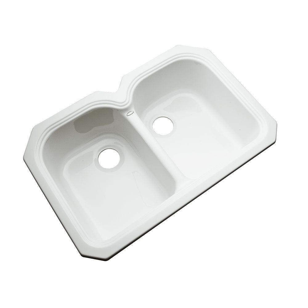 Thermocast Hartford Undermount Acrylic 33 In Double Bowl Kitchen Sink In White