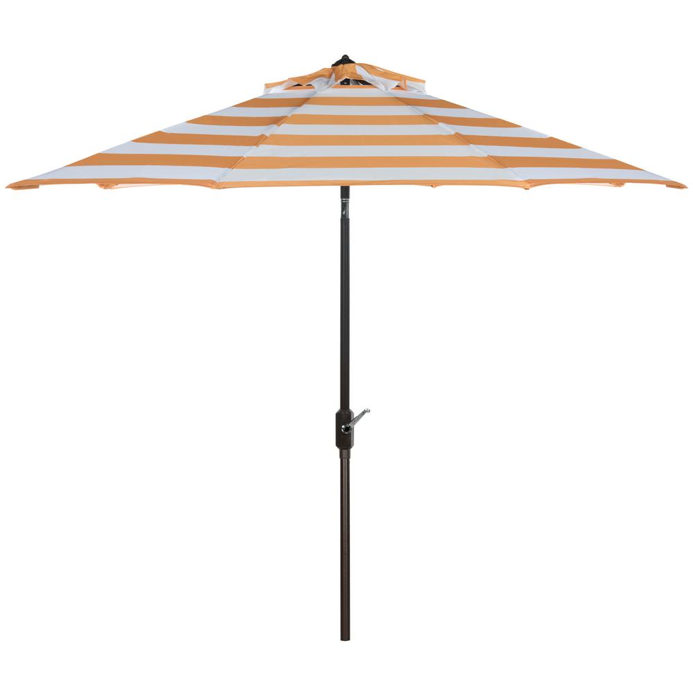 Safavieh Iris 9 Ft Aluminum Market Auto Tilt Patio Umbrella In Orange White Pat8004c The Home Depot