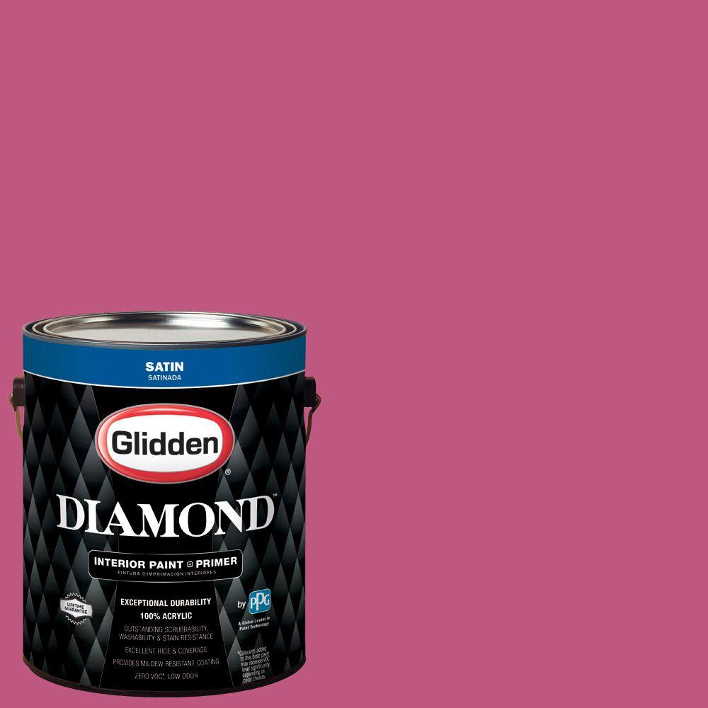 Glidden Diamond 1 gal. HDGR01U Azalea Pink Satin Interior Paint with