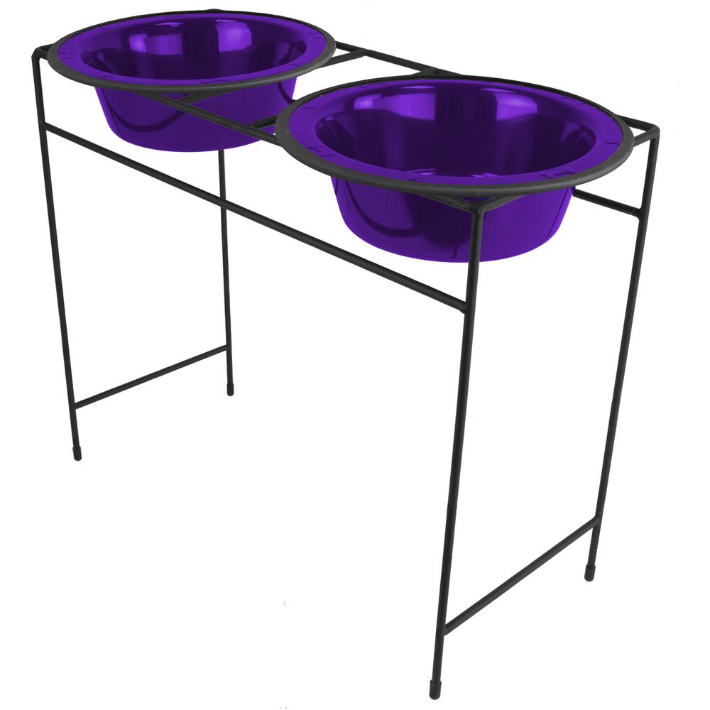 Platinum Pets 10 Cup Modern Double Diner Feeder with Dog Bowls, Electric Purple by Platinum Pets