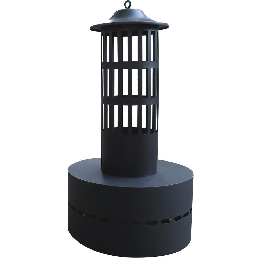 Hy C 13 5 In Steel Fire Log Flame Tower Fire Pit In Black Flt