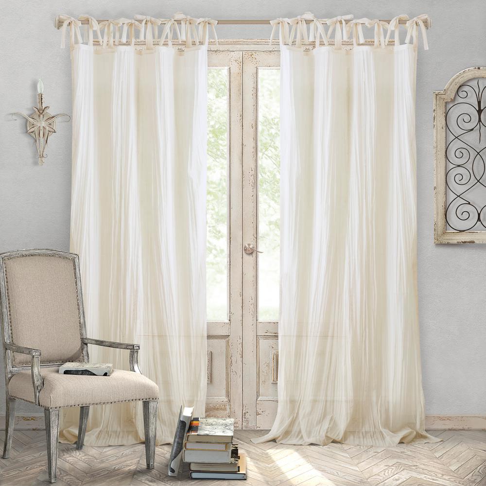 Elrene Jolie Semi Sheer Tab Top Window Curtain 21191ivr The Home Depot