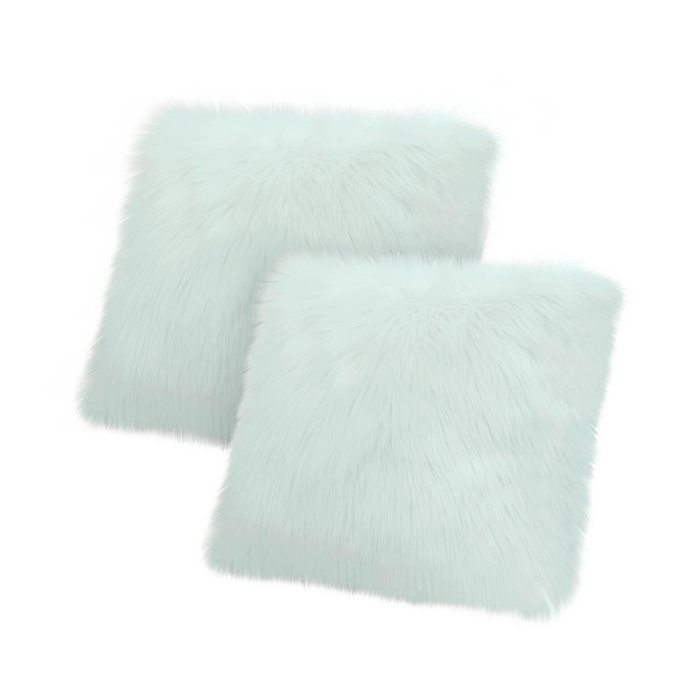 aqua fur pillow