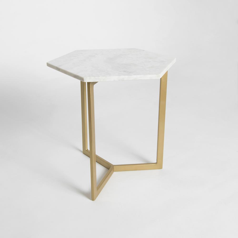 Best Home Fashion Marble White Hexagon Accent Table-TABLE_PRINCE08 ...