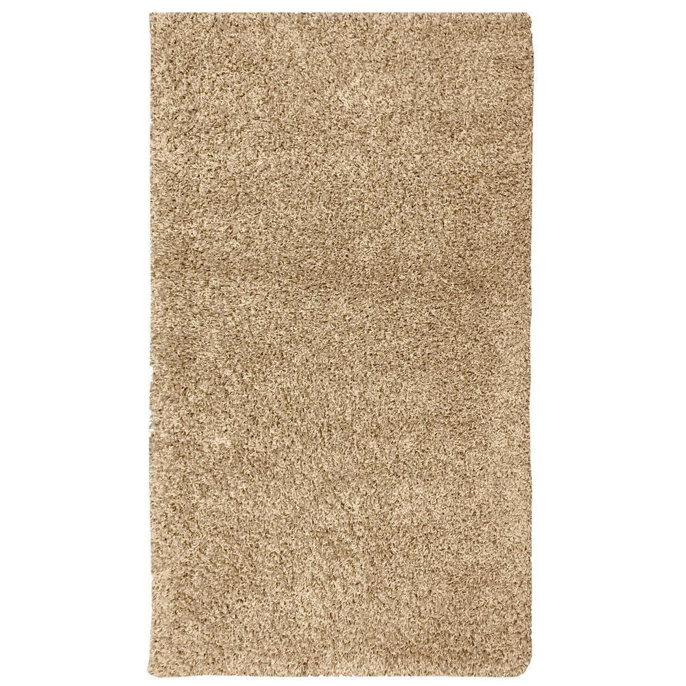 Berrnour Home Plush Solid Shaggy Beige 5 Ft X 7 Ft Shag Area Rug   Beige Berrnour Home Area Rugs Pls2769 5x7 64 1000 