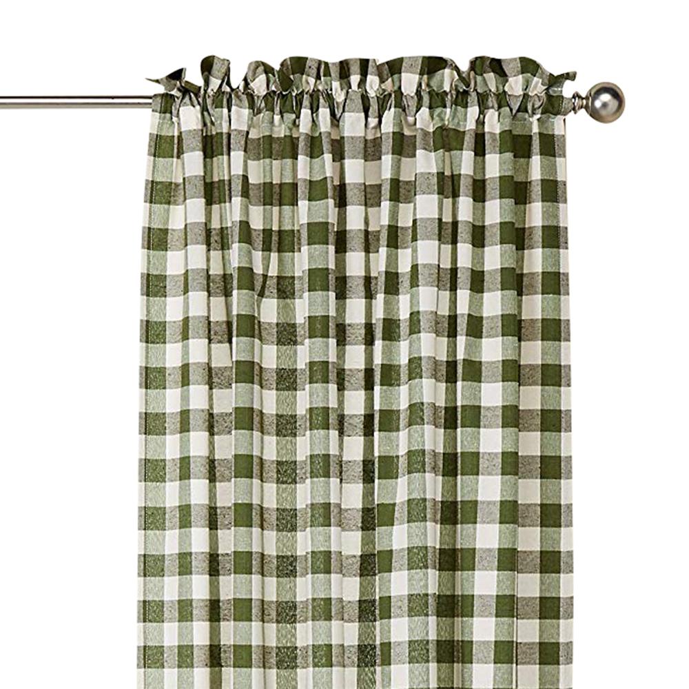 Achim Semi Opaque Buffalo Check Sage Poly Cotton Window Curtain