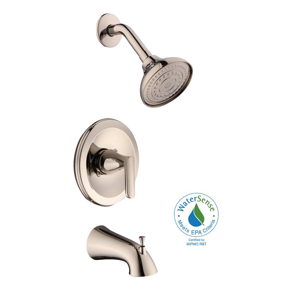 Glacier Bay Jax SingleHandle 1Spray Tub and Shower Faucet in Polished