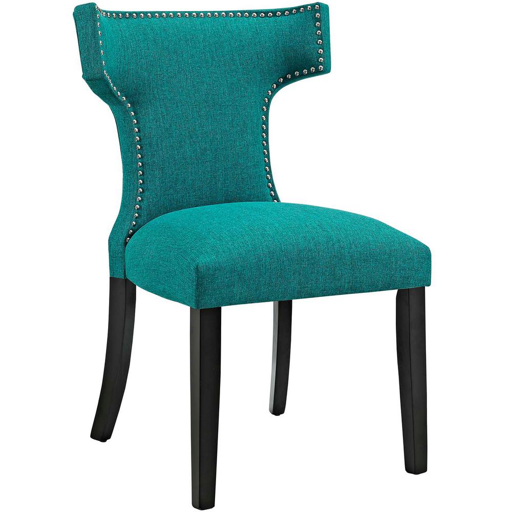 MODWAY Curve Teal Fabric Dining Chair-EEI-2221-TEA - The Home Depot