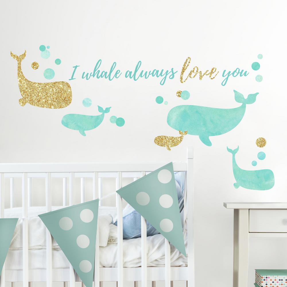 5 In X 11 I Whale Always Love You 32 Piece L And Stick Wall Decals With Glitter