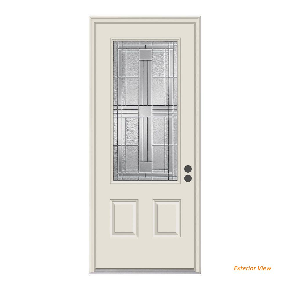 Jeld Wen 36 In X 80 In 3 4 Lite Cordova Primed Steel Prehung Left Hand Inswing Front Door W Brickmould