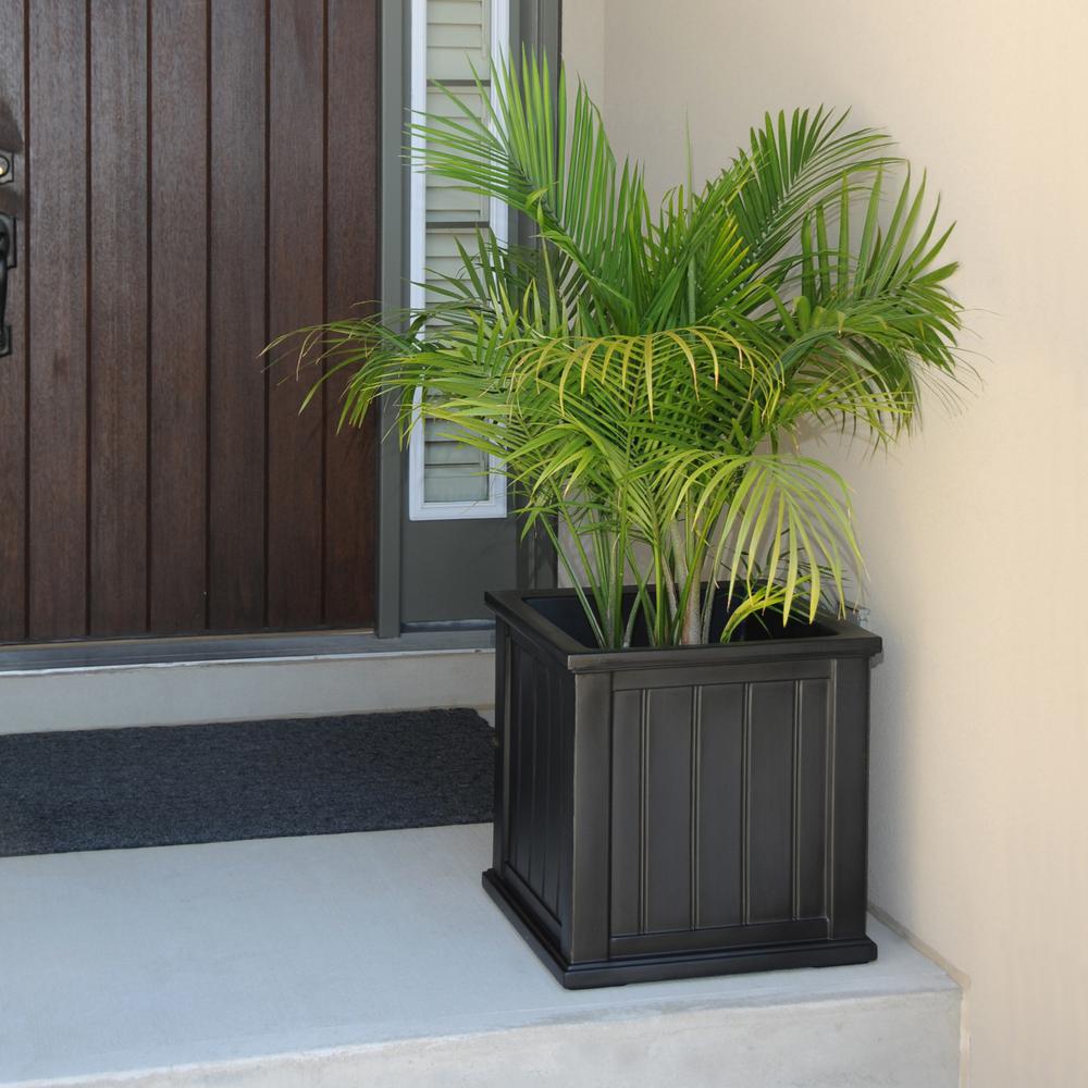 Mayne Cape Cod 20 In Square Black Plastic Planter 4838 B The Home Depot   Black Mayne Planters 4838 B 64 1000 