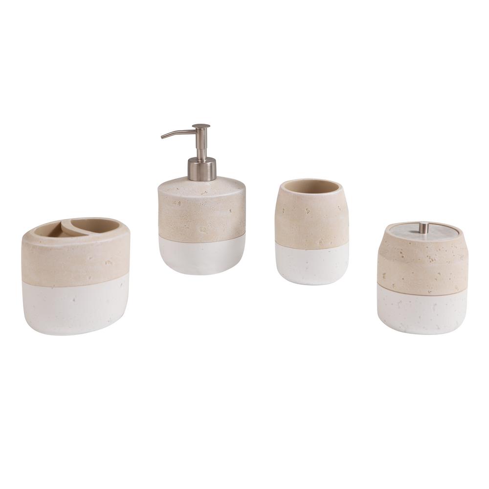 Avanity Koko 4 Piece Bath Accessories Set In Beige And White Koko1778 The Home Depot