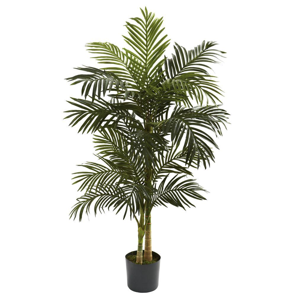 Nearly Natural 5 Ft Golden Cane Palm Tree 5358 The Home Depot