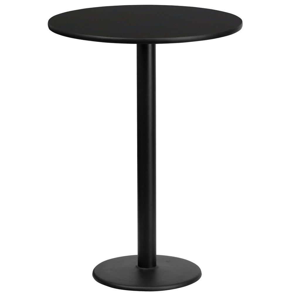 24 In Round Black Laminate Table Top With 18 Bar Height Base