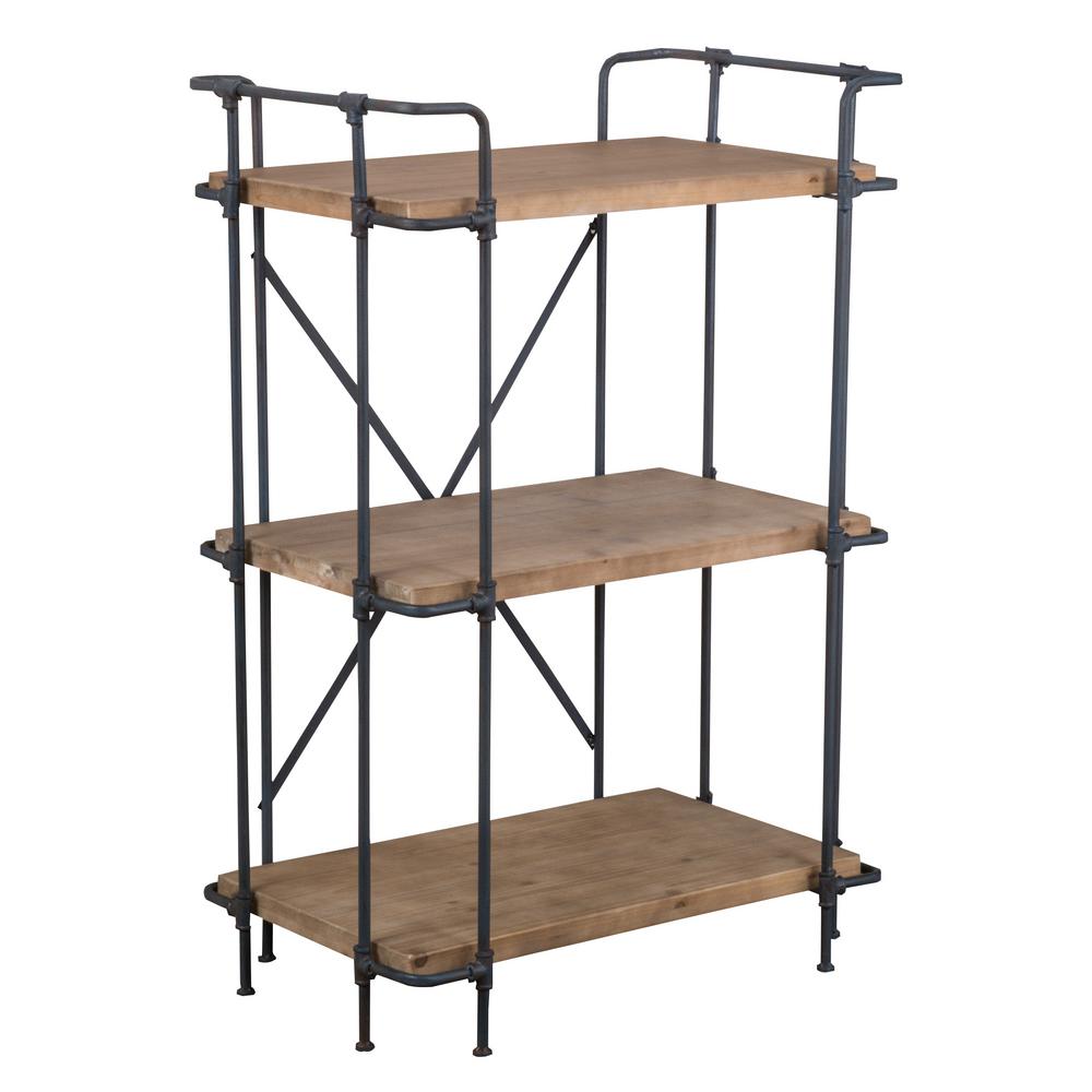 Noble House 40 5 In Antique Brown Iron Black Metal 3 Shelf