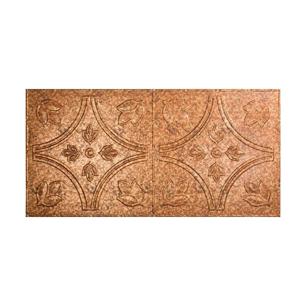 Fasade Traditional Style 5 2 Ft X 4 Vinyl Glue Up Ceiling Vinyl Glue Up Ceiling Tile In Ed Copper