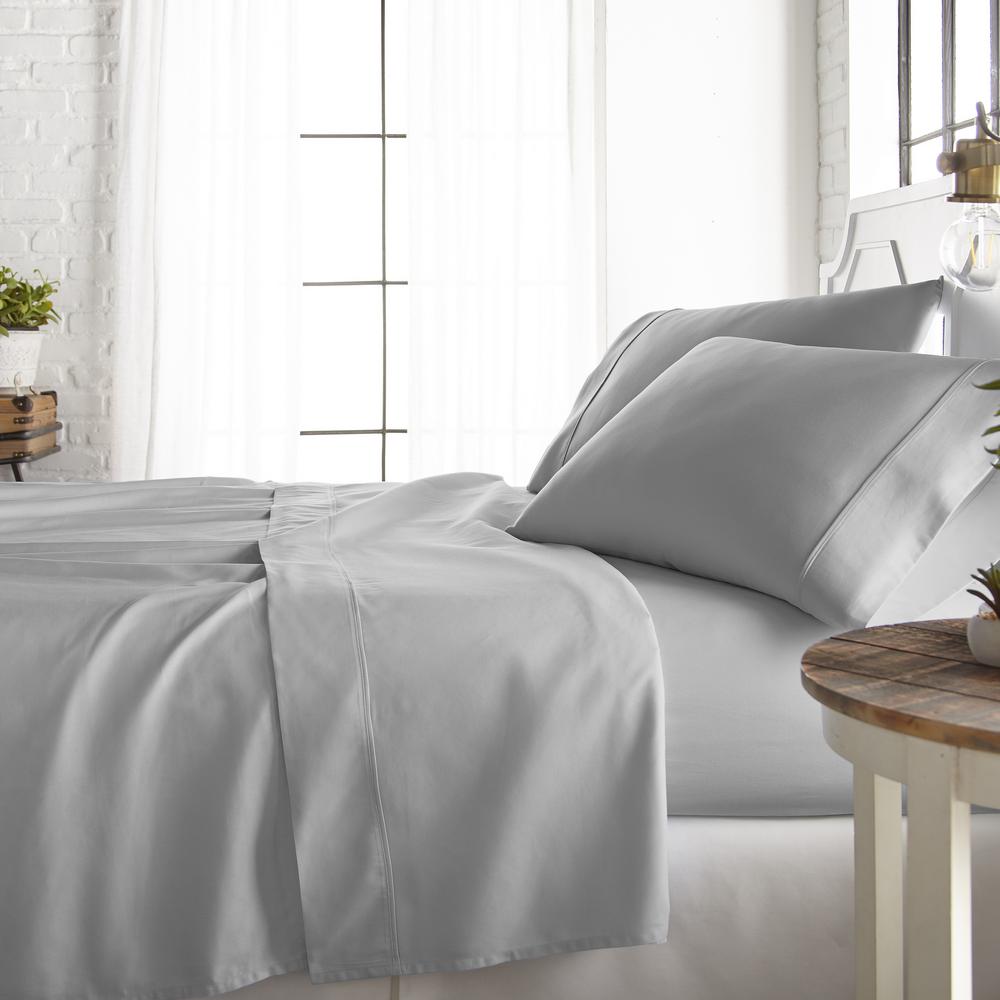 Becky Cameron 4 Piece Light Gray 800 Thread Count Cotton Rich Becky Cameron 4 Piece Light Gray 800 Thread Count Cotton Rich California King Bed Sheet