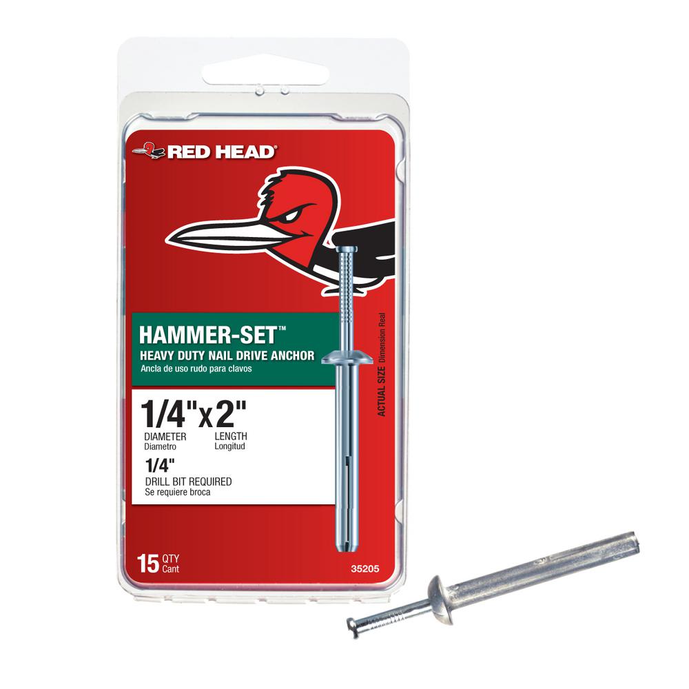 Red Head 1/4 in. x 2 in. Hammer-Set Nail Drive Concrete Anchors (15