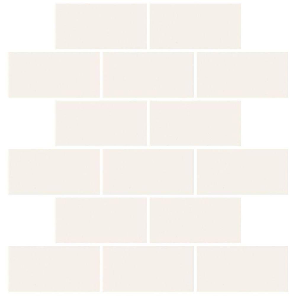 White Backsplash Mini Brick Tile Flooring The Home Depot Rittenhouse Square White 12 In X 6 35 Mm Ceramic Mosaic Tile