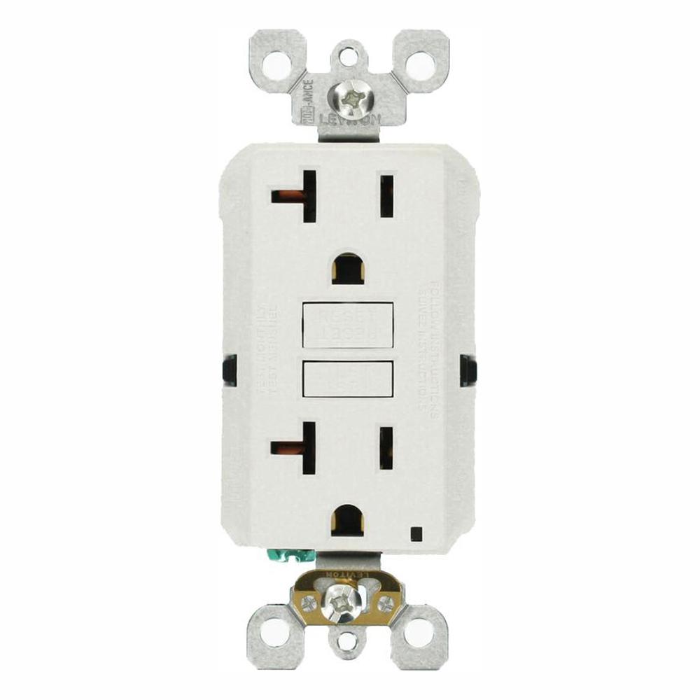 Leviton 20 Amp Self-Test SmartlockPro Slim Duplex GFCI Outlet, White (6