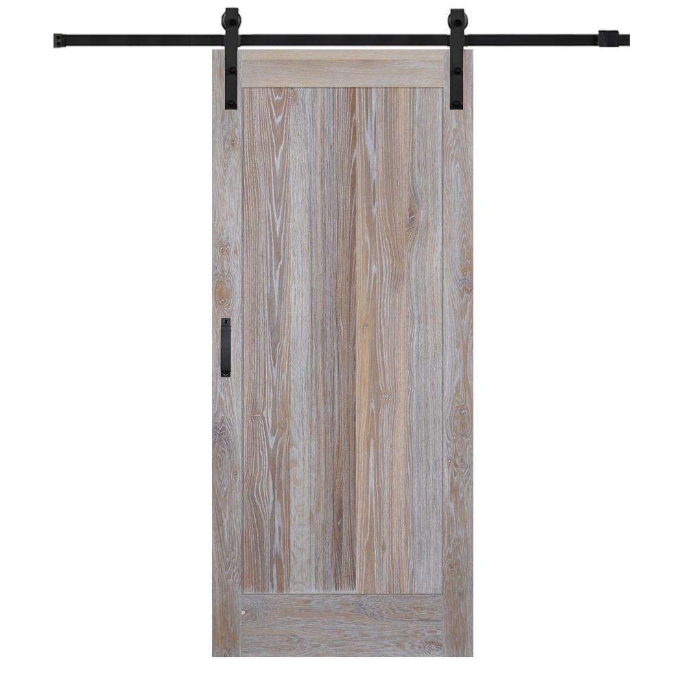 MMI Door 42 in. x 84 in. Rustic White Oak Flat Panel Prefinished Barn