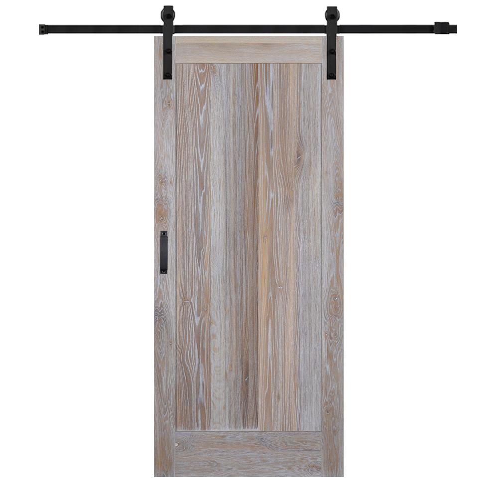 White sliding barn door