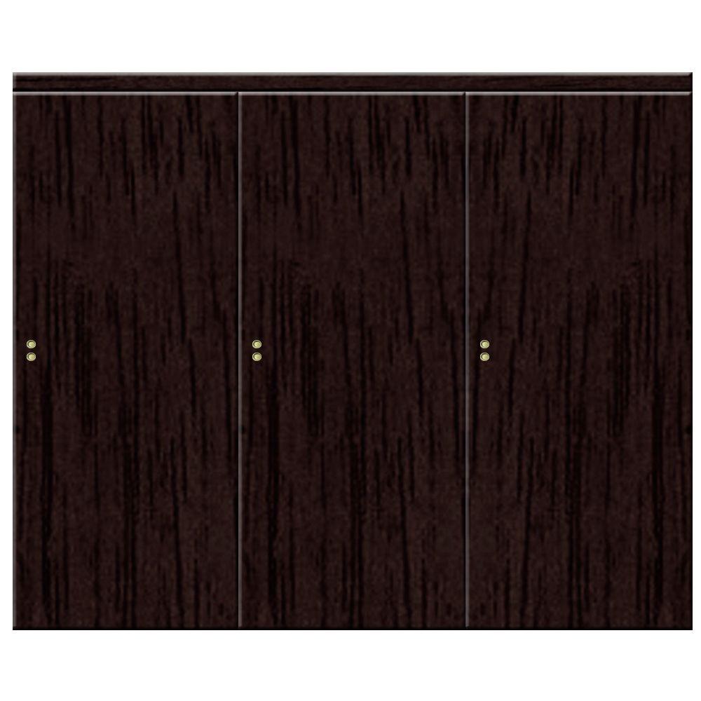 Impact Plus 108 in. x 80 in. Smooth Flush Espresso Solid Core MDF Interior Closet Sliding Door