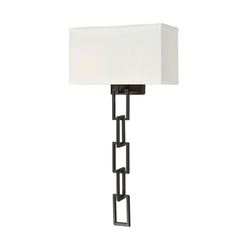 Titan Lighting Anchorage 2 Light Oiled Bronze Sconce With Ecru