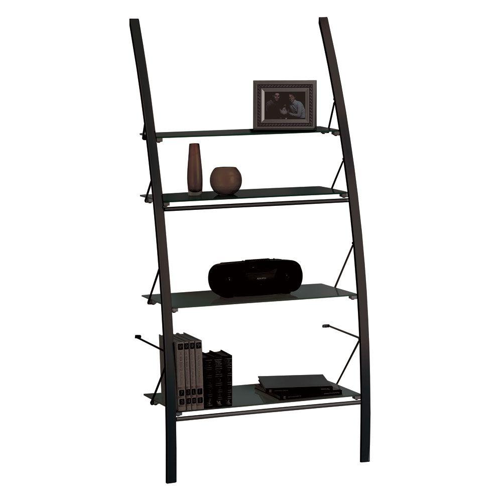 Filament Design Catherine 4 Shelf Bookcase With Frosted Glass In Filament Design Catherine 4 Shelf Bookcase With Frosted Glass In Black