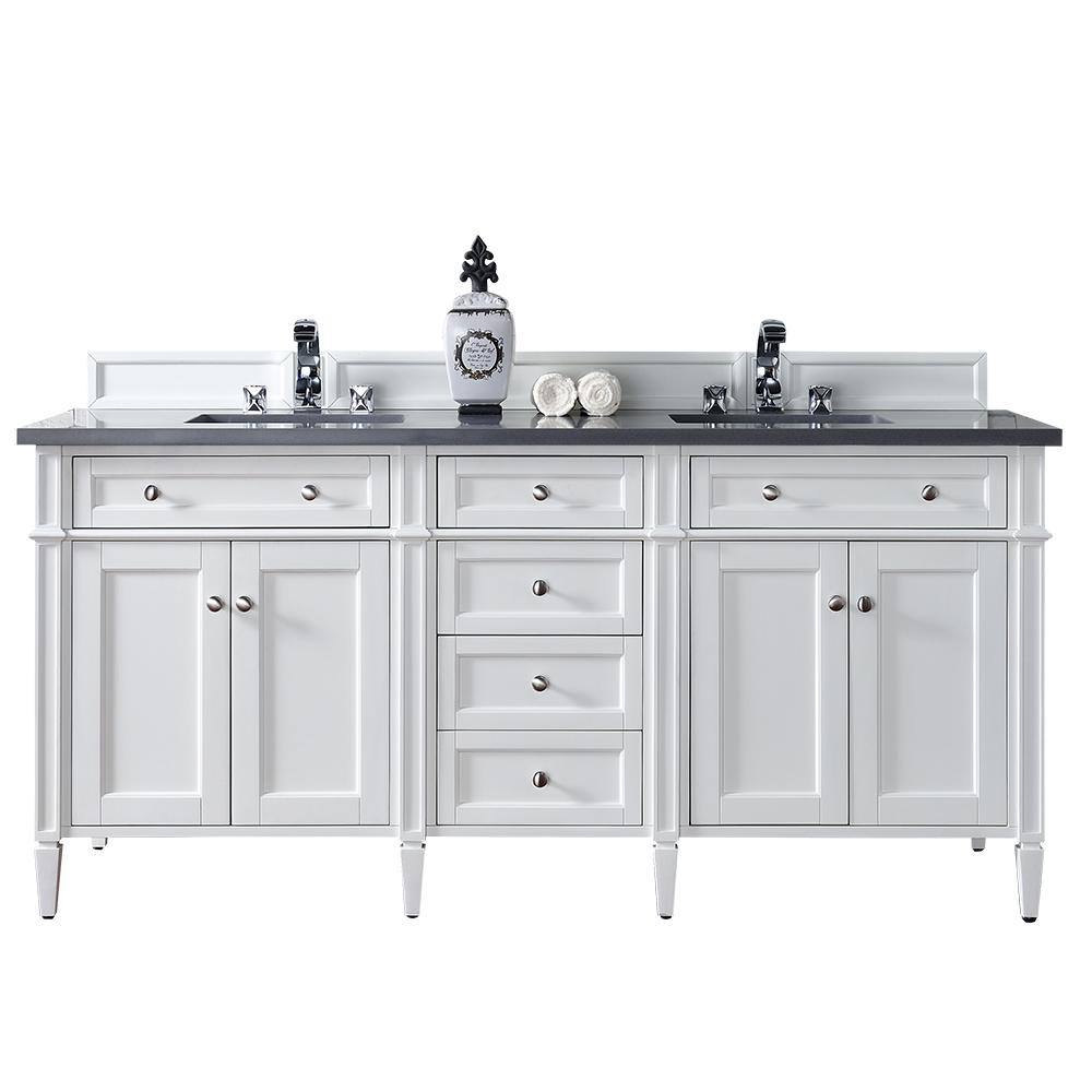 James Martin Signature Vanities Bathroom Bath The W Double Vanity In Cottage White With Quartz Top Gray