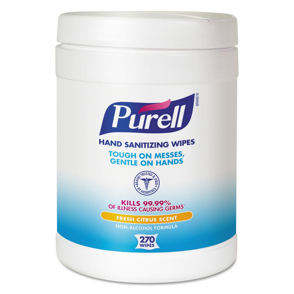 Purell 6 In X 6 3 4 In White Sanitizing Hand Wipes 270 Canister