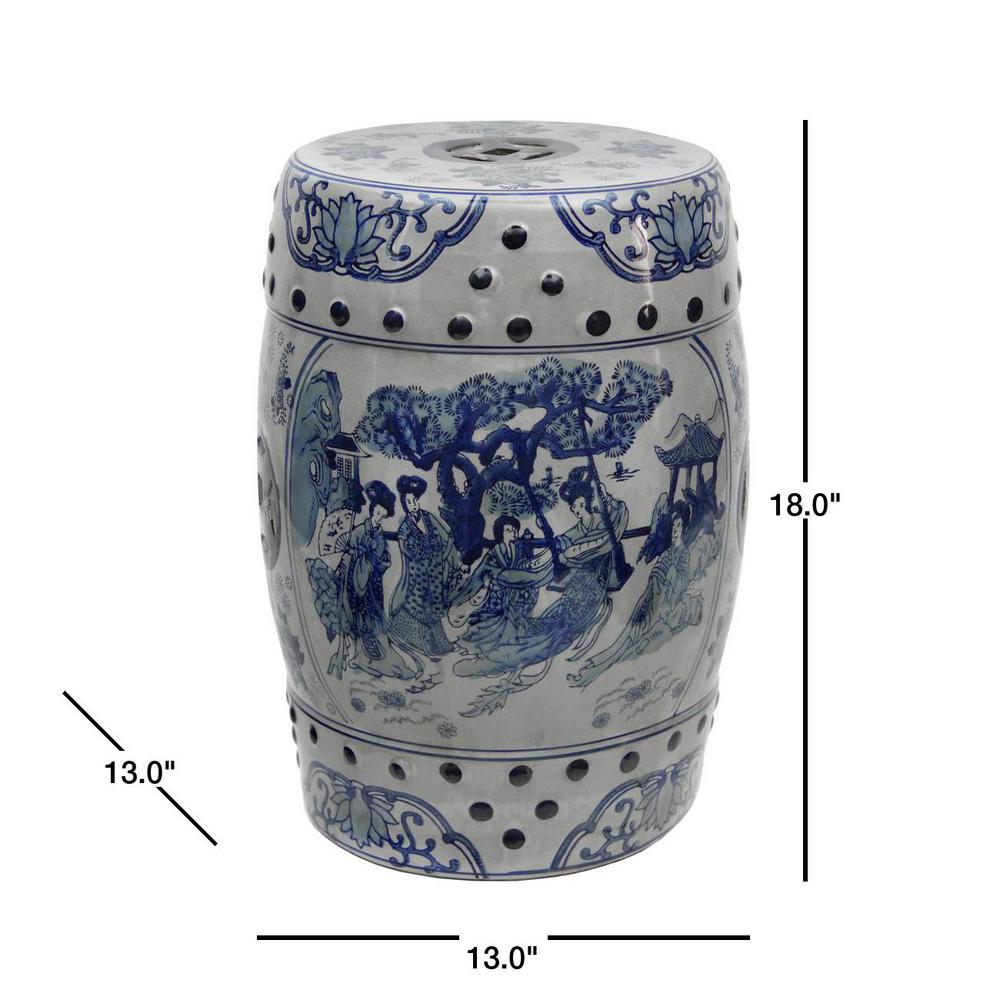 Oriental Furniture 18/" Cherry Blossom Porcelain Garden Stool