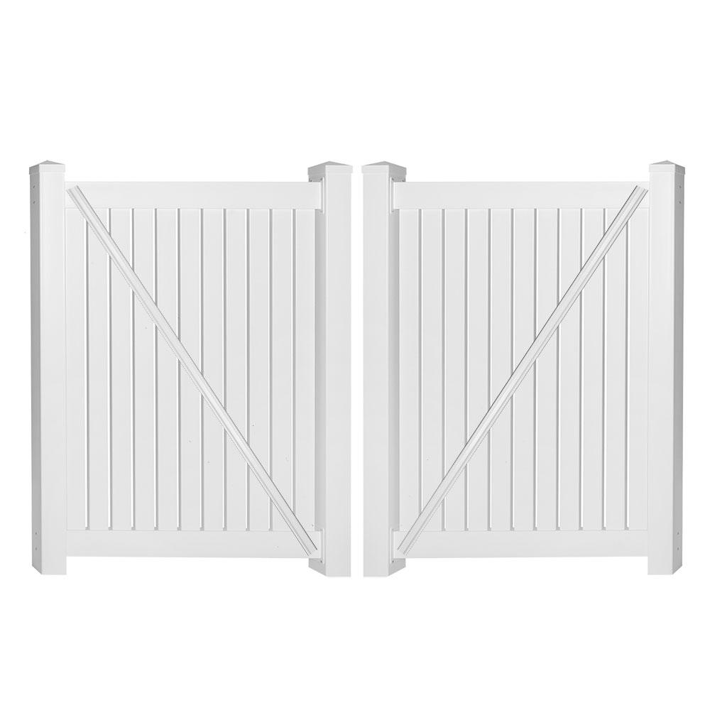 Weatherables Hanover 8 Ft W X 4 Ft H White Vinyl Pool Fence Double Gate Dwpo Sp 4x48 The Home Depot