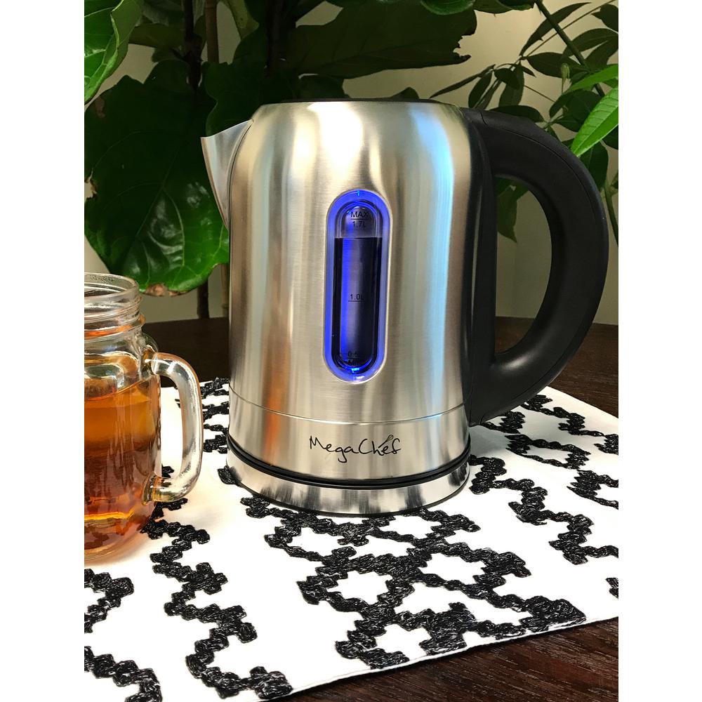 MegaChef 1.7 l Stainless Steel Electric Tea Kettle with 5 Preset