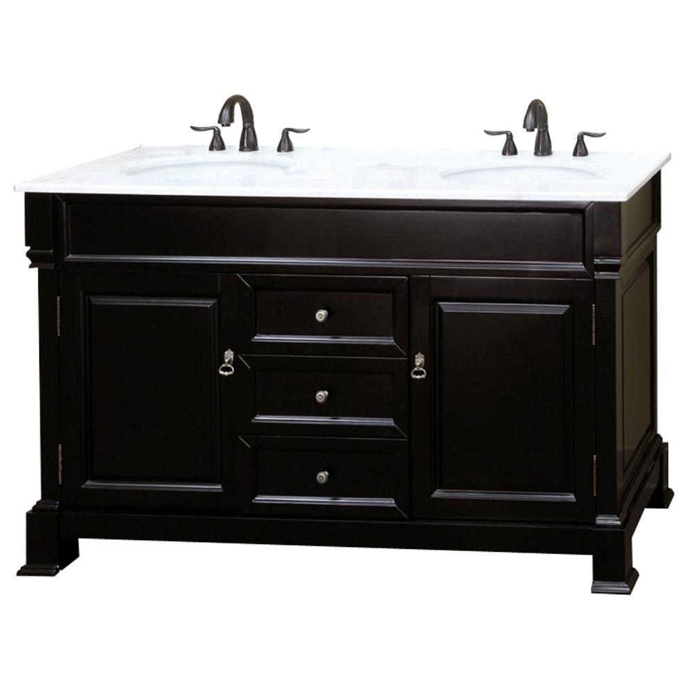 Bellaterra Home Cambridge Es 60 In Double Vanity Espresso With Marble Top White